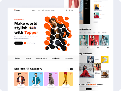 Topper || E-commerce Landing Page Exploration animation branding clean design clothing page design e commerce web graphic design illustration interior design mens clothing website minimal design ui uiux ux web design website design