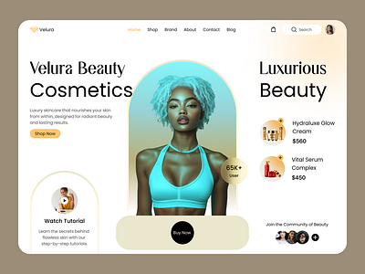 Cosmetic Brand Landing Page cosmetics header section hero section design home page iterface landing landing page landing page design minimal design qweb expert ui ux ux ui design web web interface web page web ui website website design website ux ui design