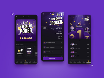 Leaderboard | Gaming app | Daily UI betting dailyui darkmode gambling game gamers gaming leaderboard poker prize purple tournament ui win winner