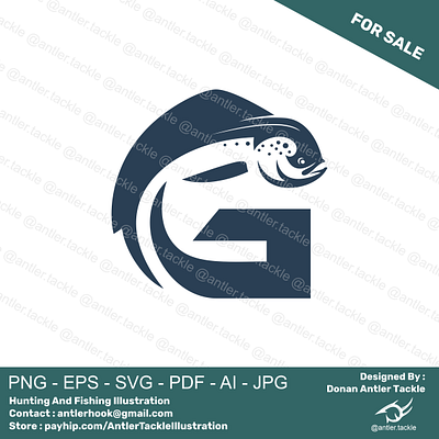 G Letter Mahi Mahi Dorado Fish Fishing Logo dorado fishing logo logo