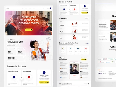 Website design for student recruitment agency abroad design designer edtech education landing page student study web web design webdesign webdesigner website website design