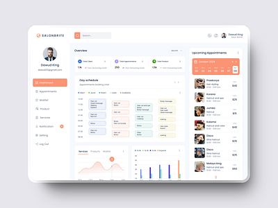 Barber Shop Dashboard UI dashboard landing page mobile app product salon uiux website