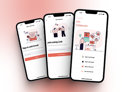 TeamPulse - Authentication authentication background collaborate design email illustration infographics ios iphone join link manage projects sign in ui ux workspace