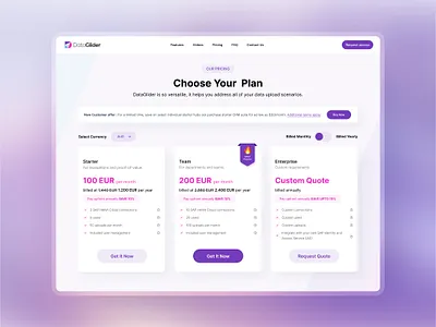 Web Design - Pricing for DataGlider 👑 card clean design minimalist price pricing section ui ux web design