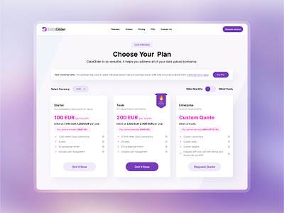 Web Design - Pricing for DataGlider 👑 card clean design minimalist price pricing section ui ux web design