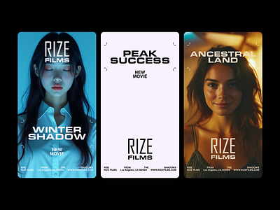 RIZE FILMS ai bento bento grid branding cards design film graphic design grid idea movie person picture ui ux