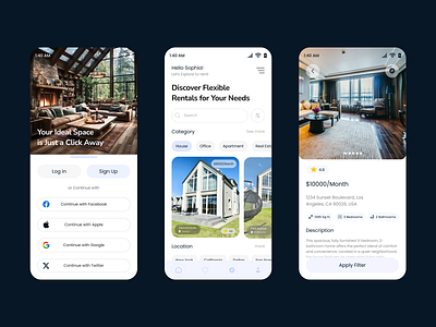 House Rental APP accomodation app design appartment construction design figma figma design flat home house property real estate renatal app rental renting startup ui ux website design