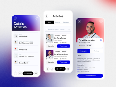 Clinico - Healthcare Mobile App aero branding agency ai medical app app app design clinic mobile app design doctor app health app healthcare app interface medical minimal mobile mobile app design product design saas ui uiux design user experience ux