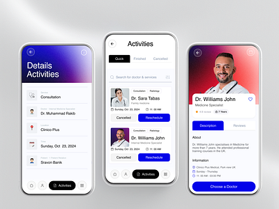 Clinico - Healthcare Mobile App aero branding agency ai medical app app app design clinic mobile app design doctor app health app healthcare app interface medical minimal mobile mobile app design product design saas ui uiux design user experience ux