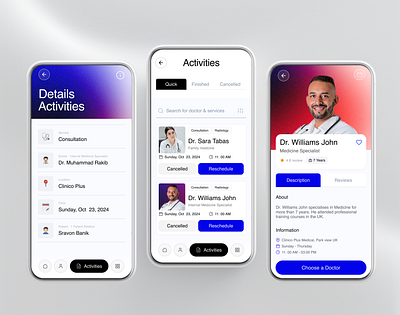 Clinico - Healthcare Mobile App aero branding agency ai medical app app app design clinic mobile app design doctor app health app healthcare app interface medical minimal mobile mobile app design product design saas ui uiux design user experience ux