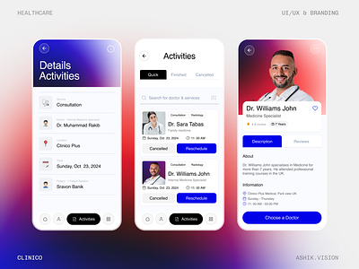 Clinico - Healthcare Mobile App aero branding agency ai medical app app app design clinic mobile app design doctor app health app healthcare app interface medical minimal mobile mobile app design product design saas ui uiux design user experience ux