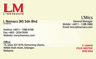 Business card for Lnemacs business card business card design lnemacs