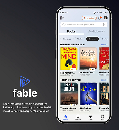 Fable App app branding design figma interaction mobile mobileapp motion graphics motiondesign prototype ui uiux ux wirefreame