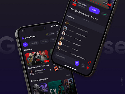 GameVerse - Game streaming App concept design figma game streaming iphone mobile app design play stream streaming streaming platform ui video platform video streaming