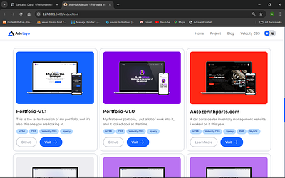 My projects card css dark mode dark theme gridbox html light mode ui web design