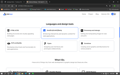 Design tools and skills css dark mode dark theme html light mode portfolio ui web design