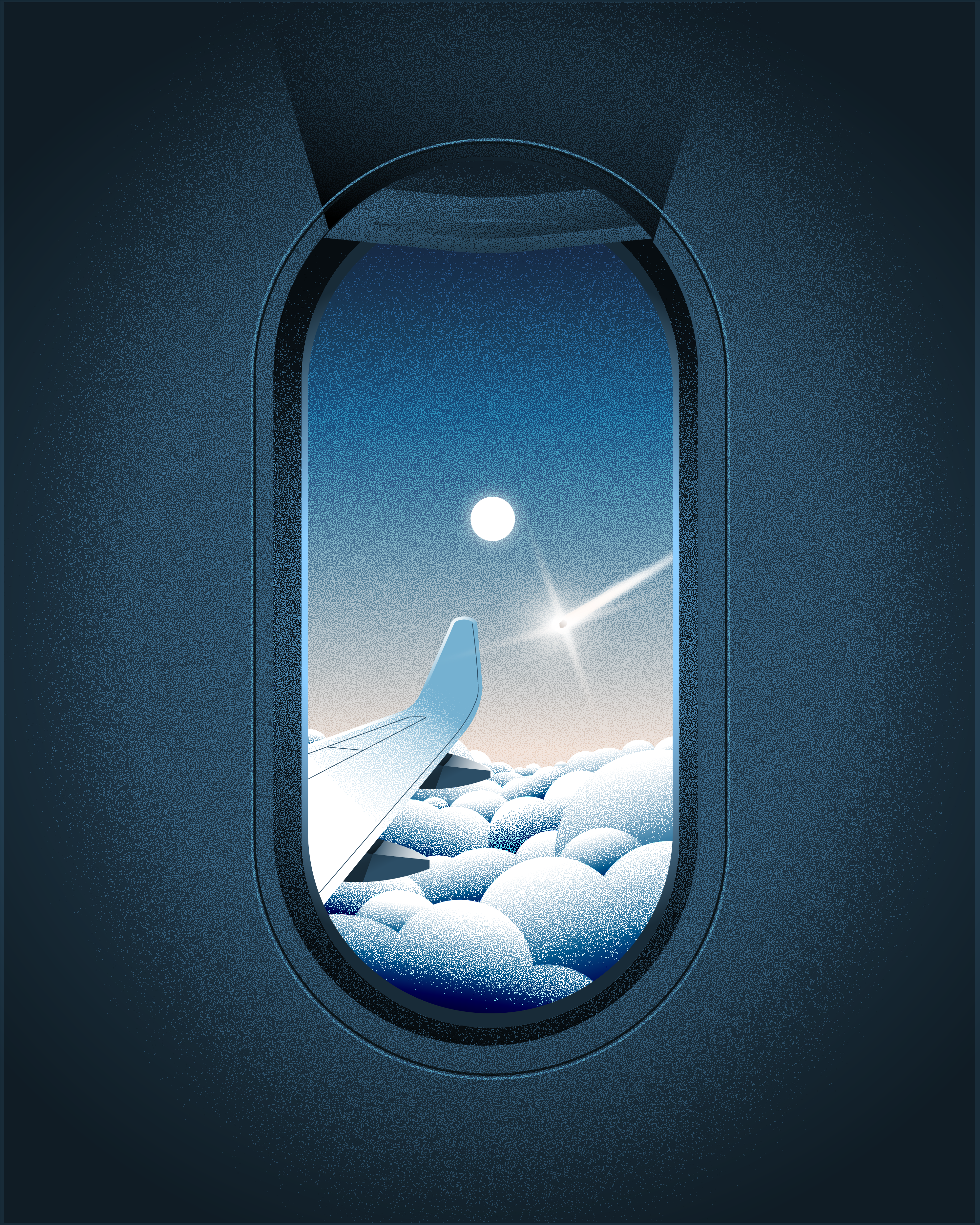 Inktober 2024 - Day 13 - Horizon inktober 2024 meteor artwork meteor illustration plane artwork plane illustration plane window illustration sky artwork sky illustration vectober 2024