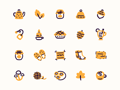 Autumn Doodles autumn cozy cute doodle fall food hand drawn hygge icons illustration line art sticker set stickers tea vector