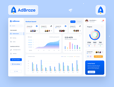 AdBraze Marketing App l Branding l Web design l UI/UX branding clean ui design graphic design logo ui web web design website