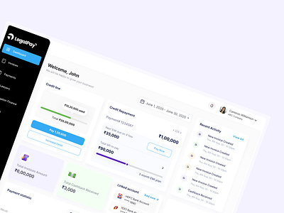 Dashboard for Legal Expense Financing & EMI Plans ui