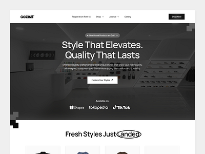 Gozeal - Fashion Store Web Redesign apparel clean cloth clothes clothing e commerce ecommerce fashion home page landing page market marketplace merch minimal minimalist online shop online store shop style trend