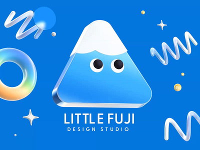 LITTLE FUJI 🗻 3D Logo with Abstracts 3d 3d graphic 3d logo abstracts character cute fuji glassy gradient logo mountain pop spline