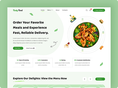 Food Ordering Website Design - Tasty Food design food food card food header food website food website concept food website design food website header food website ui design graphic design illustrator typography ui concept ui design ui design food ui ux design user interface design concept ux design web design website