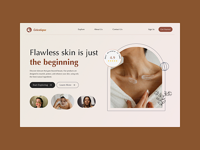 Celestique - Skincare Landing Page beauty cosmetic design hero section landing screen natural products skincare top navigation ui ux