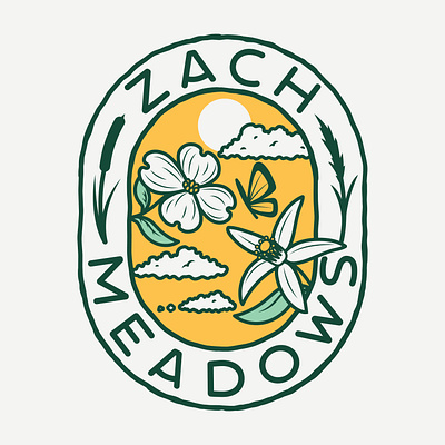 ZACH MEADOW - MERCH DESIGN flowers graphic design illustration merch merch design merchandise design print design sky slouds sun