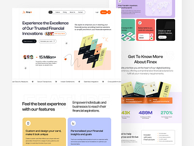 Finex - Finance Portal Website Landing Page Design atm atm card bank banking banking system branding design finanace finanace website finance portal fintech fintech landing page fintech web ui landing page design product landing page saas ui ux design web design website design