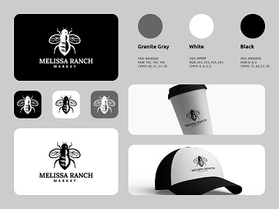 Melissa Ranch Market Logo animal bee branding business logo logos market mockup modern ranch simple store