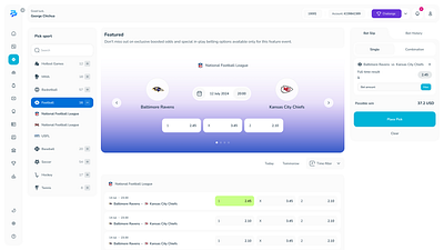 Sports Betting Propfirm | Betting Web App bet betting betting app dashboard design development fanfunded figma picks prop firm propfirm sport sports sports app uiux web app website