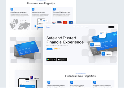 Fintech Landing Page bass credit card fintech landing page mobile wallet modern ui ui design website