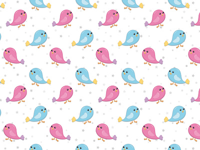 Cute Birds Seamless Patterns for Fabric and Stationery design illustration