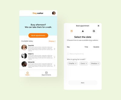 Dog walker Mobile App animation app branding graphic design logo ui ux ux design