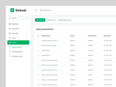 Payrolls Page - HR Dashboard clean design dashboard employee management hr dashboard hr management hr software hr tools human resources minimalist payment payroll management payroll page payrolls product design saas saas dashboard table ui.