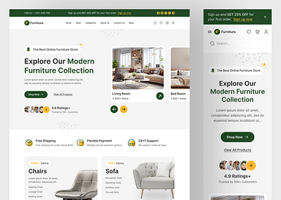 Furniture Store Ecommerce Website UIUX Design | Figma | Web UI app app design app landing page cleaning service website design designer designs figma landing page responsive website ui uiux design usa user interface ux web design web designs web ui website website ui design