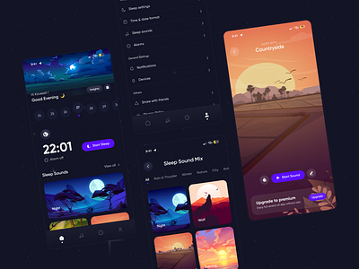Sleep Mobile App Design app ui app ux creative ui mobile app sleep app sleeping app ui ui design ux ux design web design