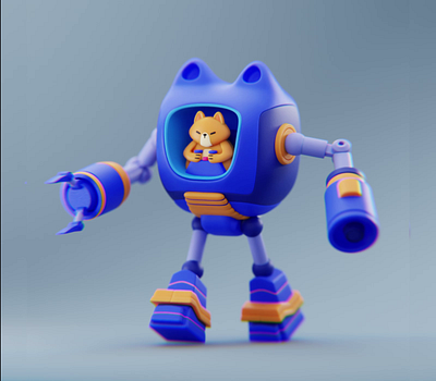 3d walk cat mecha 3d animation cat mecha walk