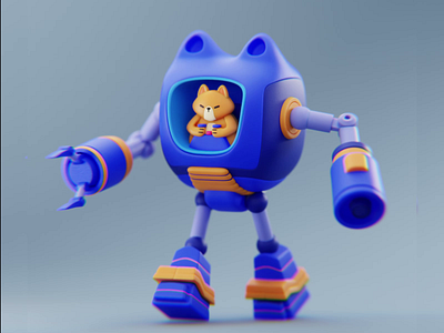 3d walk cat mecha 3d animation cat mecha walk