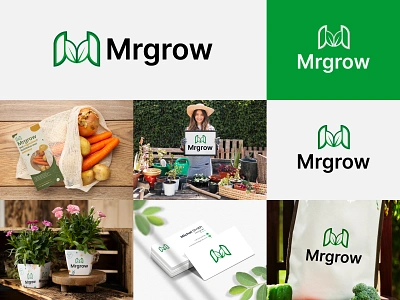 Mrgrow M letter agricultural logo & brand identity design. agriculture logo brand branding design eco logo farm logo farming green logo identity leaf logo logo m letter m letter logo m logo natural logo organic logo plant logo print tree logo