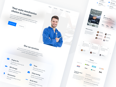 Auto-mechanics landing page UI auto moechanics design landing landing page mechanics page shop ui ux