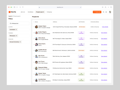 Talentfly - Job List ATS SaaS Dashboard applicant tracking system ats business candidate company employee hiring hr hr tech hrd hrm hrs job list product design recruitment saas saas ats uiux user management web application