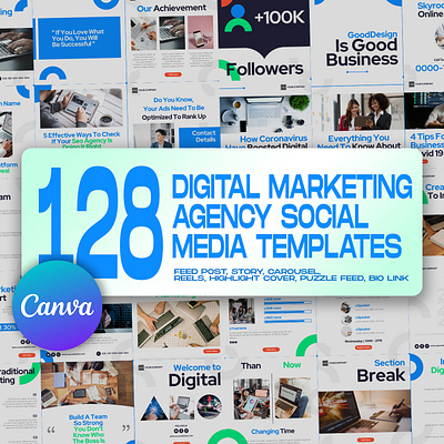 128 Digital Marketing Agency Social Media Templates creative agency digital agency digital marketing agency graphic design instagram feed instagram post instagram post template instagram stories template instagram template social media banner social media kit social media pack social media templates