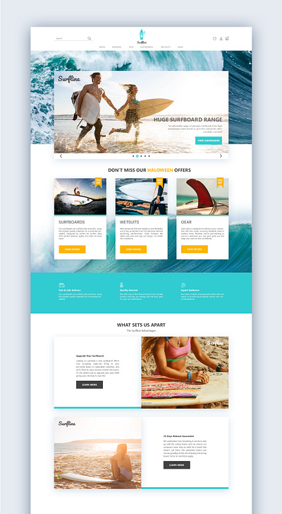 Website design for Surfline surfing accessories online shop app design clean design clear design ui ui design uiux ux ux design web design webdesign website desugn