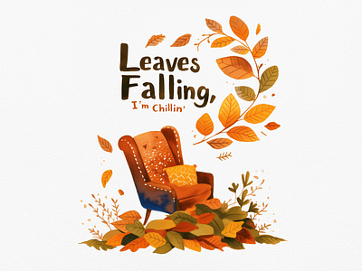 Leaves Falling I'm Chillin' Funny Autumn Clipart autumn clipart clipart bundle clipart set cute design digital art fall funny illustration quote watercolor