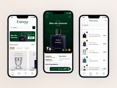 Fragrance Shop - Mobile App bleu de channel british green ecommerce fragrance mobile mobile design perfume shop ui design