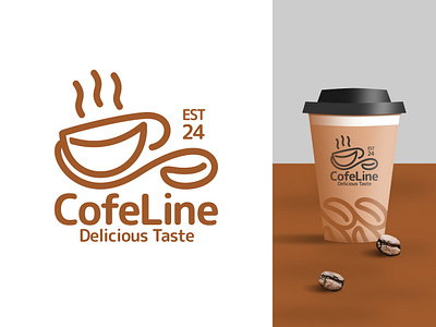 Coffee Line Art Logo Design beverage brand identity branding cafe chocolate coffee coffee bean coffee logo coffee shop drink for sale graphic design hot coffee line logo logo logo design logo for sale monoline mug art oneline