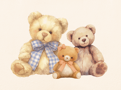 Teddy Bear Vintage Watercolor Kid Toys Clipart children clipart clipart bundle clipart set cute design digital art doll illustration kid nursery teddy bear toys vintage watercolor