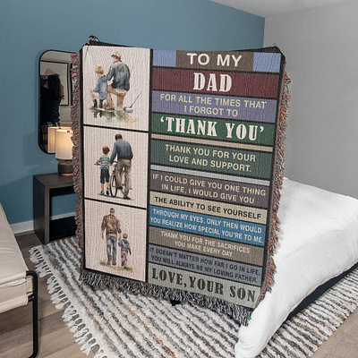 Gift For Dad 3d blanket design branding fathers day gift fleece woven blanket design gift for dad from son graphic design logo present for dad shineon ui